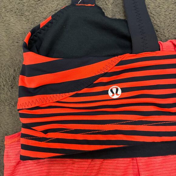 Lululemon Run Back On Track Orange Built In Sports Bra Tank Top Women's Size 10 - Picture 7 of 10